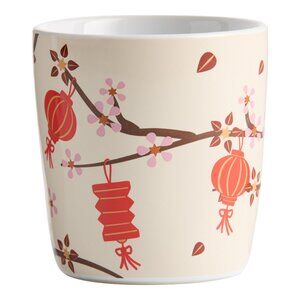 World Market Pink Cherry Blossom & Red Lantern Ceramic Teacup Set of 2